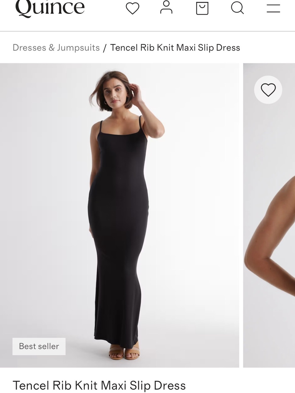 NWOT Quince Tencel Rib Knit Maxi Slip Dress — Black